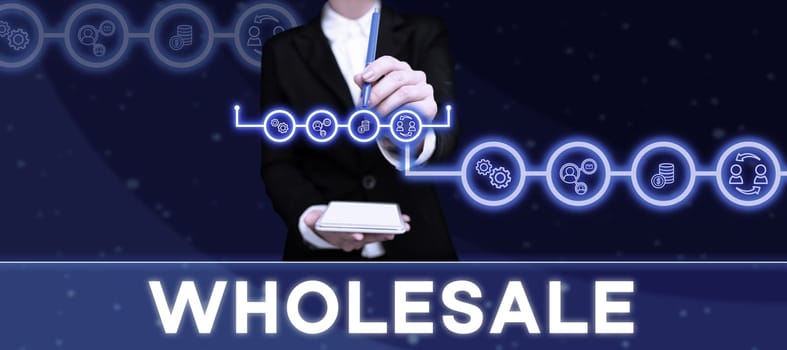 Conceptual caption Wholesale, Business idea the sale of commodities in bulk quantity usually for resale