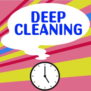 Hand writing sign Deep Cleaning, Word Written on an act of thoroughly removing dirt and grime from something