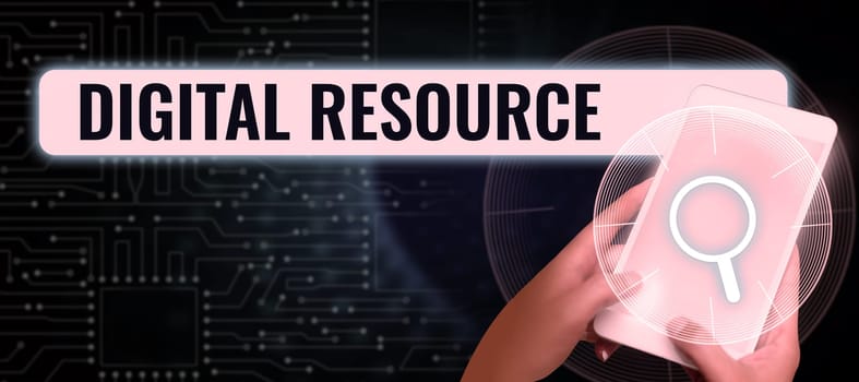 Handwriting text Digital Resource, Business concept content that distributed digitally over the Internet
