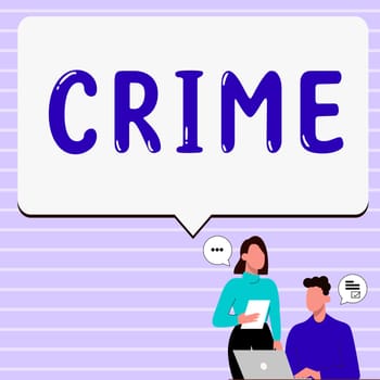 Conceptual caption Crime, Business showcase Federal Offense actions Illegal Activities punishable by Law
