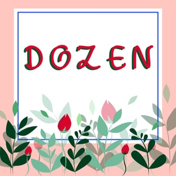 Writing displaying text Dozen, Business showcase group or set of twelve product food exchange of insults in us