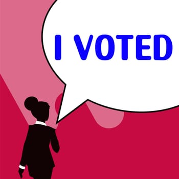 Conceptual display I Voted, Business concept indication of a choice between two or more candidates through ballot