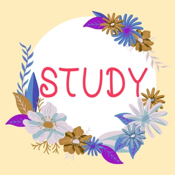 Text sign showing Study, Concept meaning devotion of time and attention to gaining knowledge of an academic