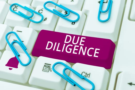 Writing displaying text Due Diligence, Word Written on avoid harming other business property for an agreement