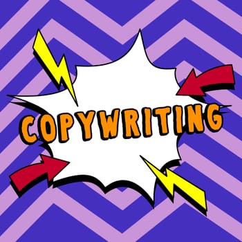Conceptual caption Copywriting, Internet Concept writing the text of advertisements or publicity material