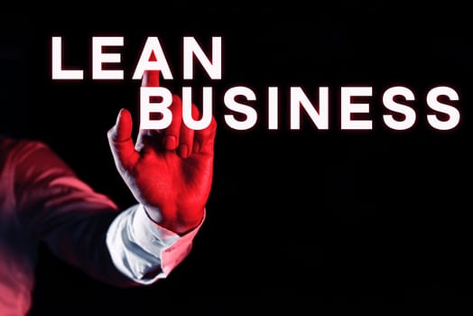 Writing displaying text Lean Business, Word for improvement of waste minimization without sacrificing productivity