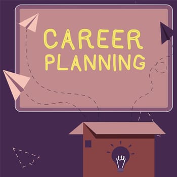 Handwriting text Career Planning, Word Written on A list of goals and the actions you can take to achieve them