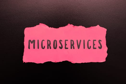 Text sign showing Microservices, Business idea Software development technique Building single function module