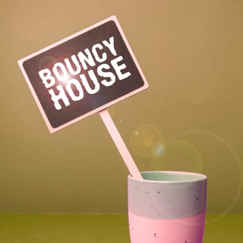 Hand writing sign Bouncy House, Business showcase Automated program that runs over the Internet Artificial intelligence