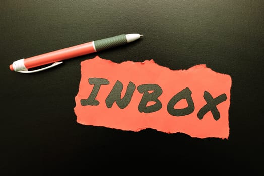 Conceptual display Inbox, Business approach electronic folder in which emails received by individual are held