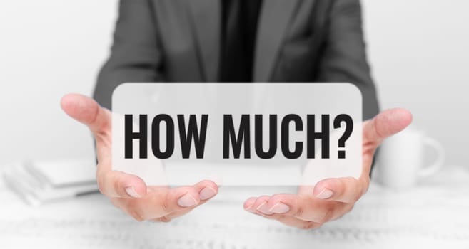 Conceptual display How Much, Internet Concept ask about the amount or cost of something What amount or price