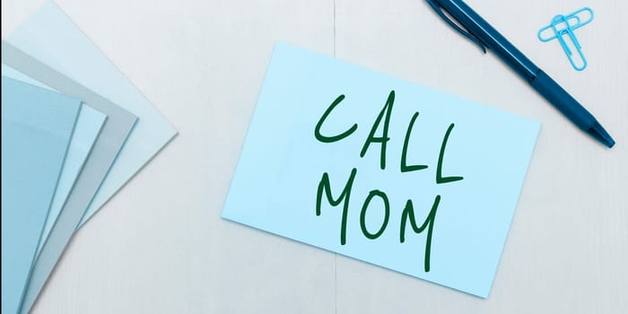 Text showing inspiration Call Mom, Business showcase Attempting to communicate with the mother using the smartphone