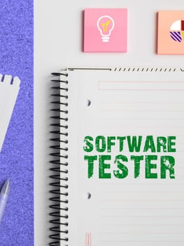 Writing displaying text Software Tester, Conceptual photo implemented to protect software against malicious attack