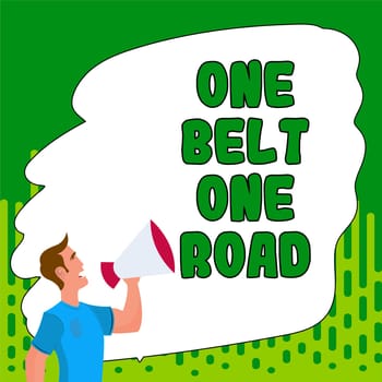 Hand writing sign One Belt One Road, Business showcase Building trade routes between China and other countries