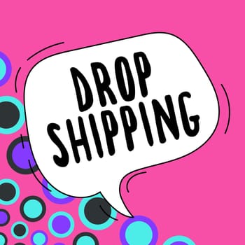 Text caption presenting Drop Shipping, Business concept to send goods from a manufacturer directly to a customer instead of to the retailer
