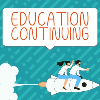 Text caption presenting Education Continuing, Business overview acquisition of knowledge and skills thru training