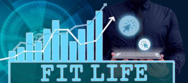 Handwriting text Fit Life, Internet Concept maintaining a healthy weight with diet and exercise Healthy living
