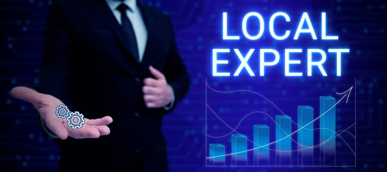 Conceptual caption Local Expert, Business showcase offers expertise and assistance in booking events locally