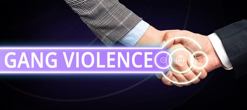 Hand writing sign Gang Violence, Conceptual photo infringement of the laws caused by group of criminals and gangsters