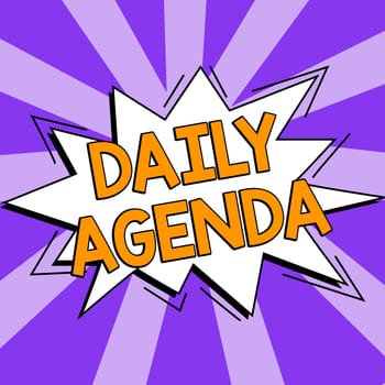 Conceptual caption Daily Agenda, Business overview To do list of items be discussed daily or at formal important meeting