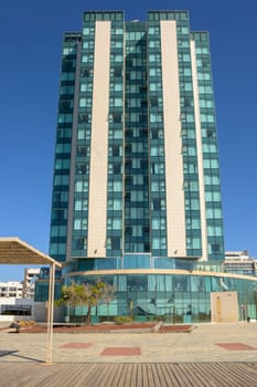 Arrecife, Lanzarote, Canary Islands, March 2023: View on one of the most controversial buildings on Lanzarote: the high-rise Gran Hotel