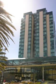 Arrecife, Lanzarote, Canary Islands, March 2023: View on one of the most controversial buildings on Lanzarote: the high-rise Gran Hotel