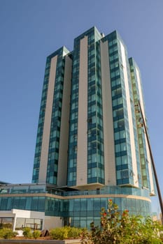 Arrecife, Lanzarote, Canary Islands, March 2023: View on one of the most controversial buildings on Lanzarote: the high-rise Gran Hotel