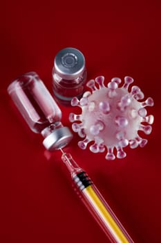 Close up medical syringe with a vaccine