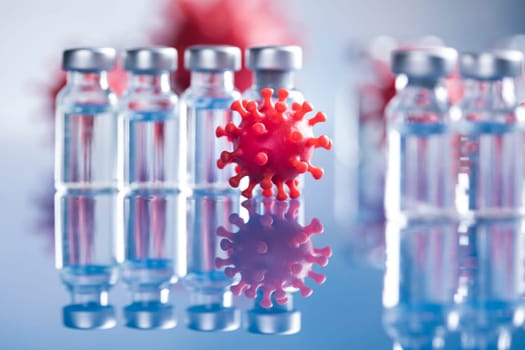 Bottles coronavirus vaccine, pandemic background