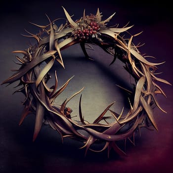 Crown of thorns, Jesus Christ crucifixion and resurrection at good friday, christian belief and religion, generative AI