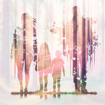 Family life, mother, father and children, social support, mental health and lifestyle concept, vibrant colors generative AI
