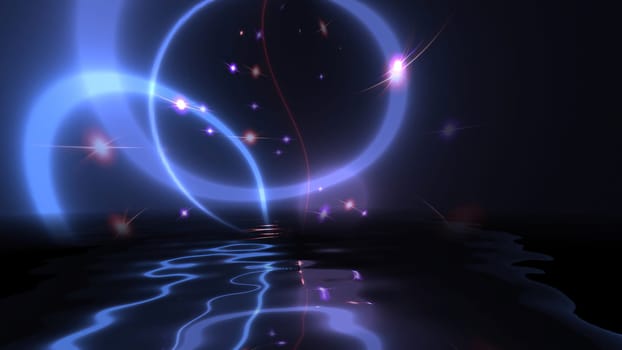 Colorful particles background reflected in water,Colorful particles background reflected in water