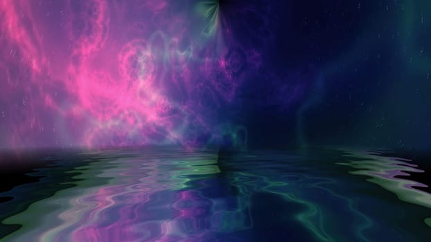 Space Universe With Stars And Galaxies reflected in water,Space Universe With Stars And Galaxies reflected in water