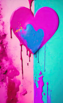 Colorful heart with paint splatters
