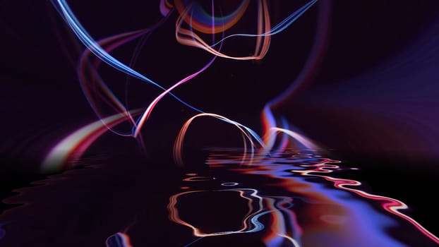 Colorful strings in motion against black background,Colorful strings in motion against black background