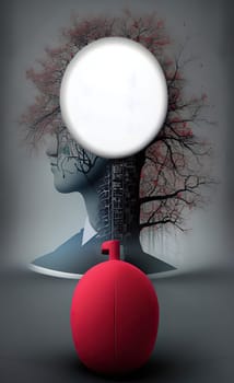 Human head with bipolar mental disorder