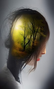 Human head with bipolar mental disorder