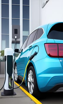 EV charging station for electric car in concept of green energy and eco power