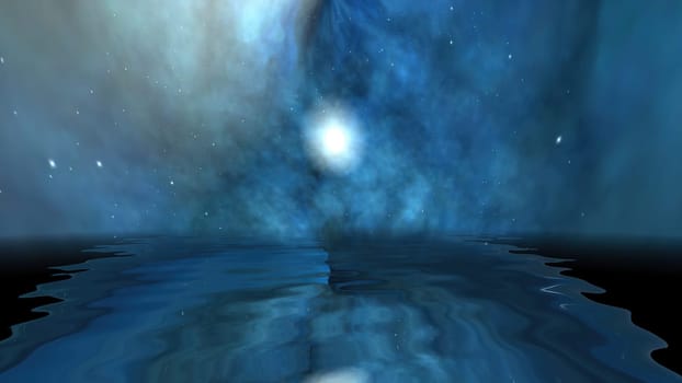 Space Universe With Stars And Galaxies reflected in water,Space Universe With Stars And Galaxies reflected in water