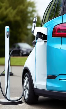 EV charging station for electric car in concept of green energy and eco power