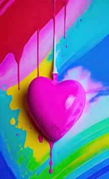 Colorful heart with paint splatters