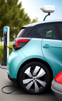 EV charging station for electric car in concept of green energy and eco power
