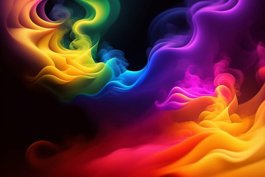 Abstract colorful ink and smoke waves