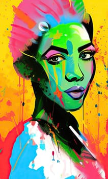 Colourful modern abstract woman face. Hand drawn digital art  illustration,Colourful modern abstract woman face. Hand drawn digital art  illustration