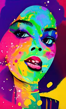 Colourful modern abstract woman face. Hand drawn digital art  illustration,Colourful modern abstract woman face. Hand drawn digital art  illustration