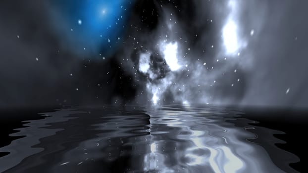 Space Universe With Stars And Galaxies reflected in water,Space Universe With Stars And Galaxies reflected in water