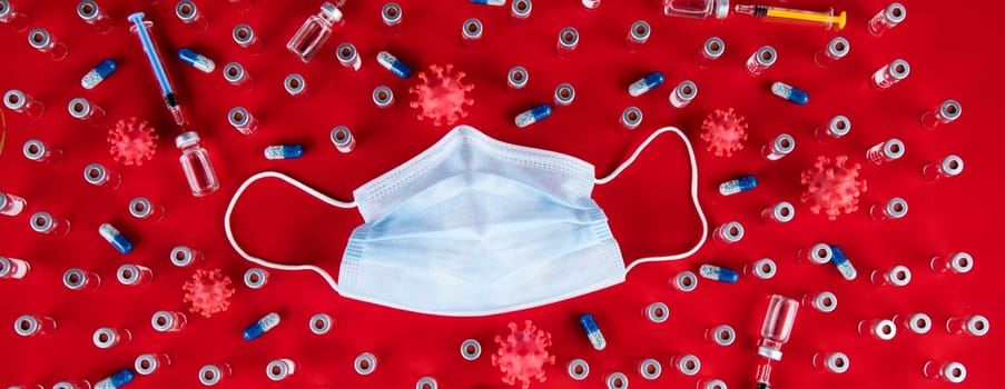 Mask and corona virus protection isolated, pandemic background