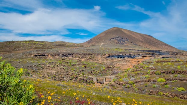 Panorama view on Montana de Guenia on the Canary Island of Lanzarote