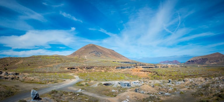 Panorama view on Montana de Guenia on the Canary Island of Lanzarote