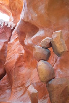 Brown sand-colored stone tiles on the wall, stock photo